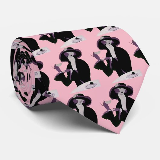 Art Deco Woman, Aftermiddag Tea en Cupcake Stropdas (Opgerold)