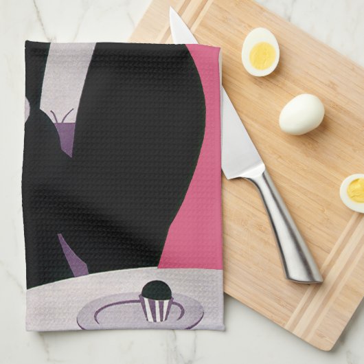 Art Deco Woman, Aftermiddag Tea en Cupcake Theedoek (Quarter Fold)