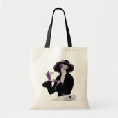 Art Deco Woman, Aftermiddag Tea en Cupcake Tote Bag (Voorkant)