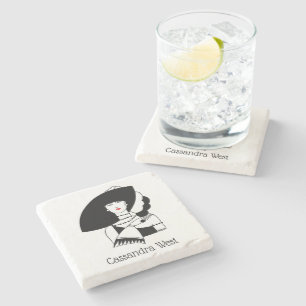 Art Deco Woman in Big Pet Glove RL Stenen Onderzetter