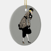 Art Deco Woman in luipaard Keramisch Ornament (Rechts)