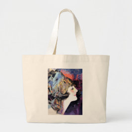 Art Deco Woman in Scarf Large Canvas tas