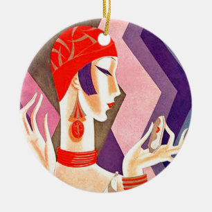 Art Deco Woman uit de jaren 1920 Keramisch Ornament