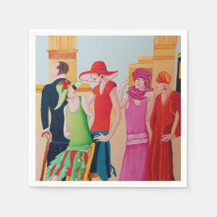 Art Deco Women Oil Painting Servet