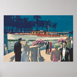 Art Deco Yacht Boat Cocktail Party Mode Poster