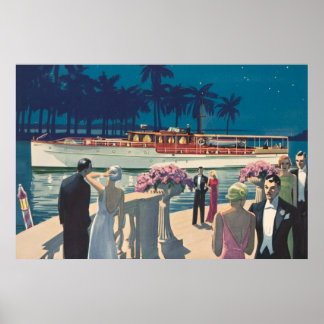 Art Deco Yacht Boat Cocktail Party Mode Poster