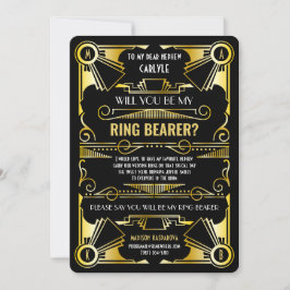 Art Deco zal jij mijn Ring Bearer Gold en Black zi Kaart