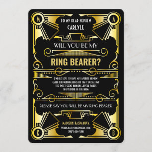Art Deco zal jij mijn Ring Bearer Gold en Black zi Kaart