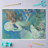 Art Deco Zeemeermin Holding Parel Decoupage Tissuepapier (Craft)