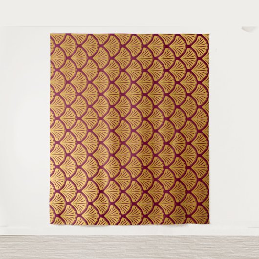 Art Deco Zeemeerminschalen - Magenta Wandkleed (Voorkant)