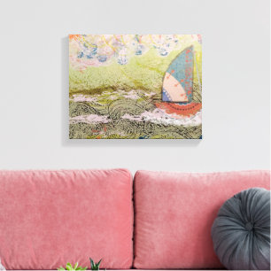 Art Deco Zeilboot Canvas Afdruk