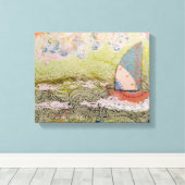 Art Deco Zeilboot Canvas Afdruk (Insitu (Houten vloer))