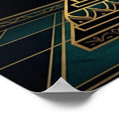 Art Deco Zen Bonsai Tree Mandala Gold Teal Poster (Coin)