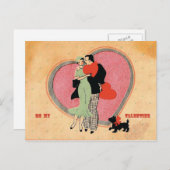 Art Deco ~ zijn mijn Valentijn Feestdagenkaart (Voorkant / Achterkant)