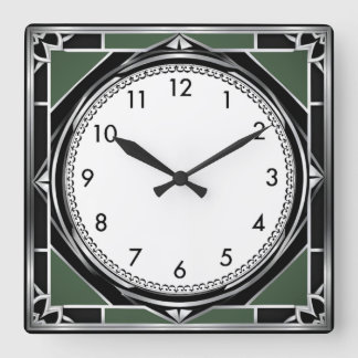 Art Deco Zilver Vierkante Klok
