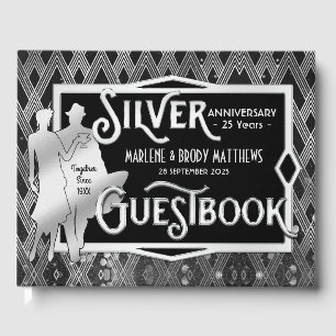 Art Deco Zilveren Huwelijksjubileum Great Gatsby Gastenboek