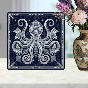 Art Deco Zilveren Octopus Mandala Kraken Tegeltje