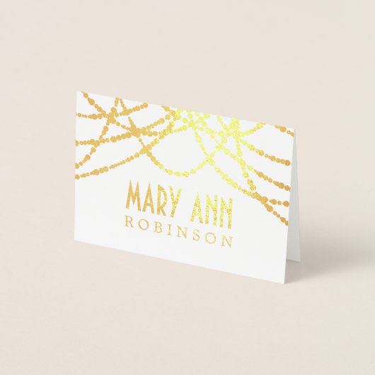 Art Deco Zitplaatsen Kaart Gold String Lights (Voorkant)