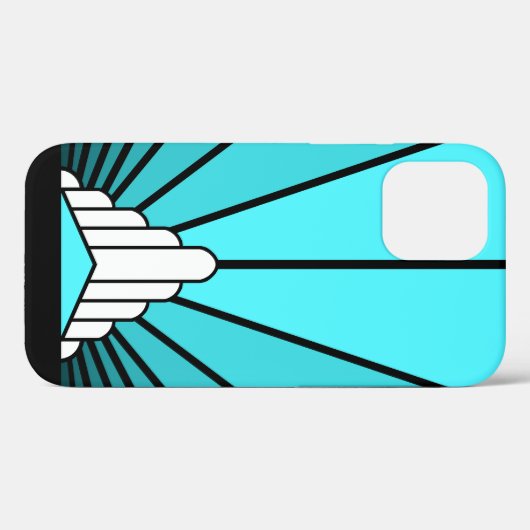 Art deco zon in aqua Case-Mate iPhone case (Achterkant (horizontaal))