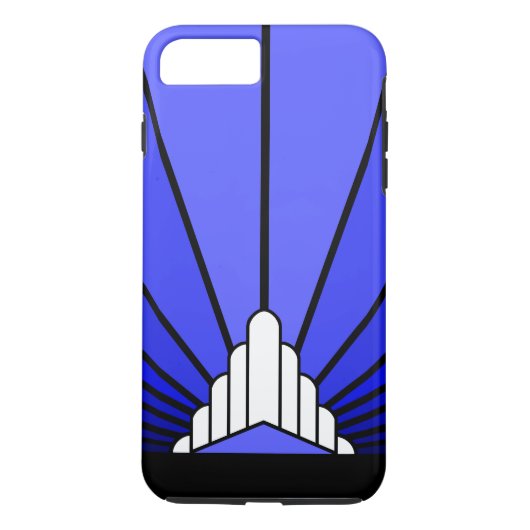 Art deco zon in blauw Case-Mate iPhone case (Achterkant)