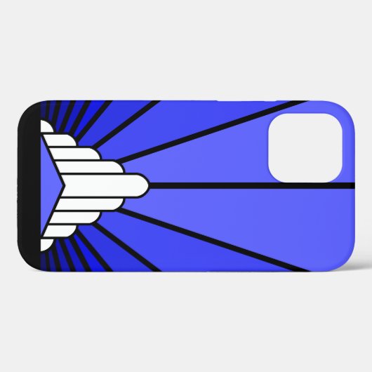 Art deco zon in blauw Case-Mate iPhone case (Achterkant (horizontaal))