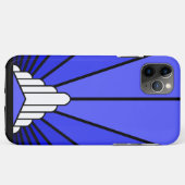 Art deco zon in blauw Case-Mate iPhone case (Achterkant (horizontaal))