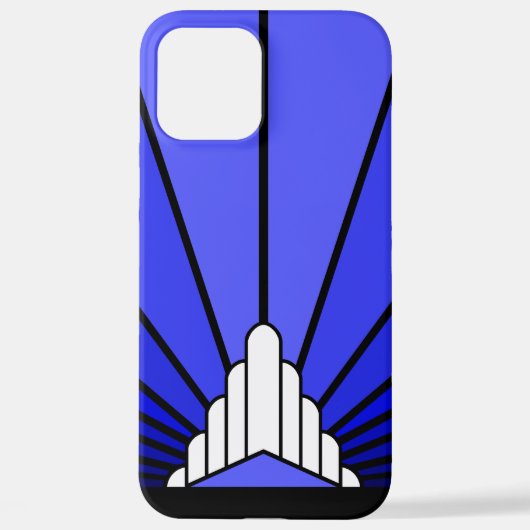 Art deco zon in blauw iPhone hoesje (Achterkant)