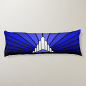 Art deco zon in blauw lichaamskussen (Achterkant)