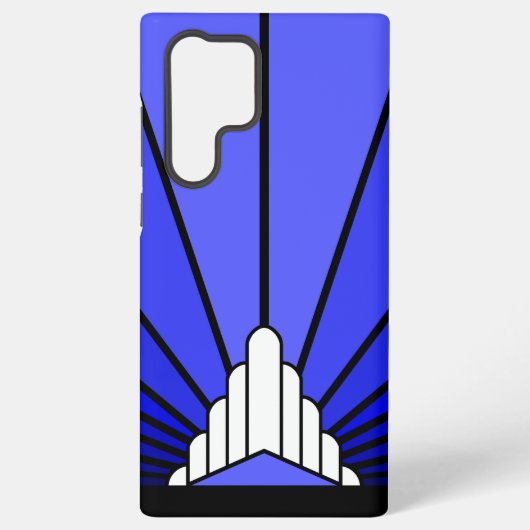 Art deco zon in blauw samsung galaxy hoesje (Achterkant)