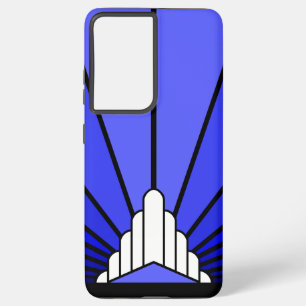 Art deco zon in blauw samsung galaxy hoesje