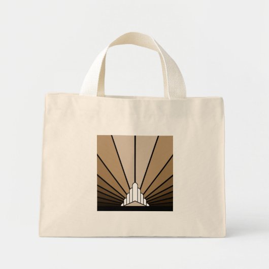 Art deco zon in bruine Canvas tas (Voorkant)