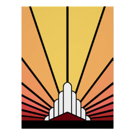 Art deco zon in de ochtend perfect poster