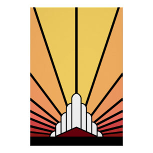 Art deco zon in de ochtend perfect poster