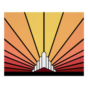 Art deco zon in de ochtend perfect poster