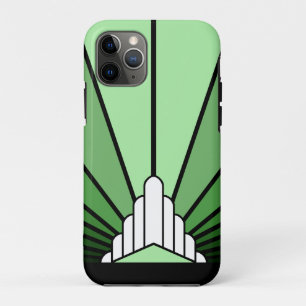 Art deco zon in het groen iPhone 11 pro hoesje
