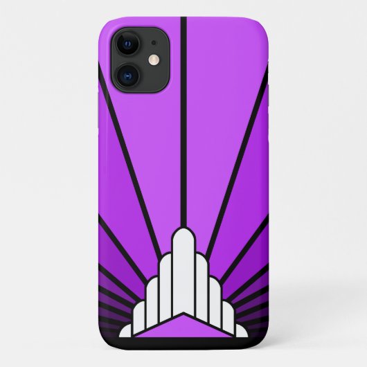 Art deco zon in het paarse Case-Mate iPhone case (Achterkant)