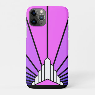 Art deco zon in paarse & roze iPhone 11 pro hoesje