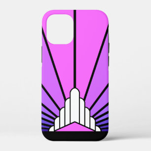 Art deco zon in paarse & roze iPhone 12 mini hoesje