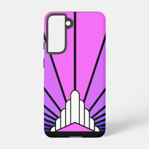 Art deco zon in paarse & roze samsung galaxy hoesje