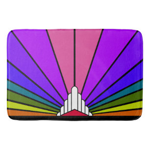 Art deco zon in regenboog badmat