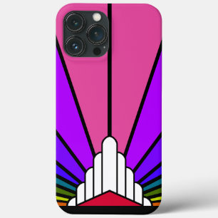 Art deco zon in regenboog iPhone 13 pro max hoesje