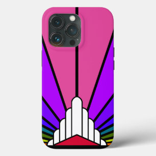 Art deco zon in regenboog iPhone 13 pro hoesje