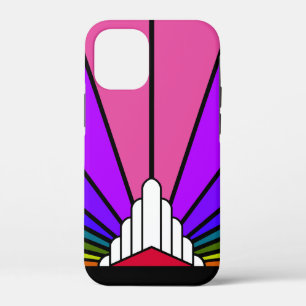 Art deco zon in regenboog iPhone 12 mini hoesje