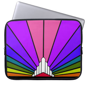 Art deco zon in regenboog Elektronica Tas