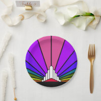 Art deco zon in regenboog Papier Bord