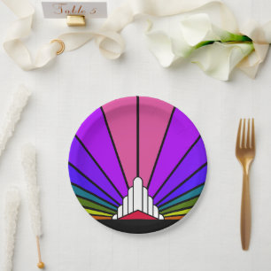 Art deco zon in regenboog Papier Bord