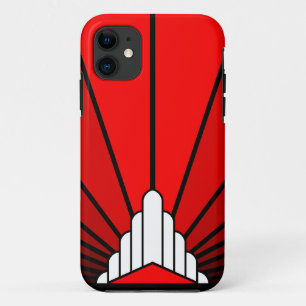 Art deco zon in rood iPhone 11 hoesje