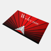 Art deco zon in rood deurmat (Schuin)