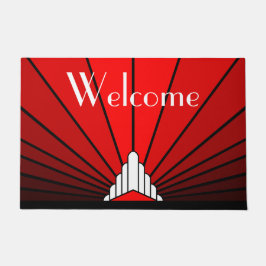 Art deco zon in rood deurmat