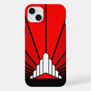 Art deco zon in rood iPhone 15 plus case